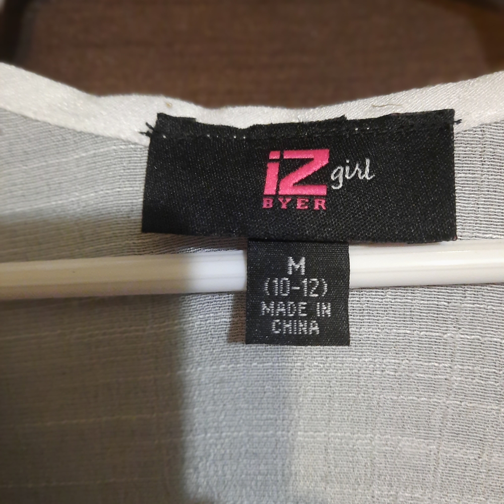 Iz Byer White Blouse with Blue Embroidery - Picture 2 of 3